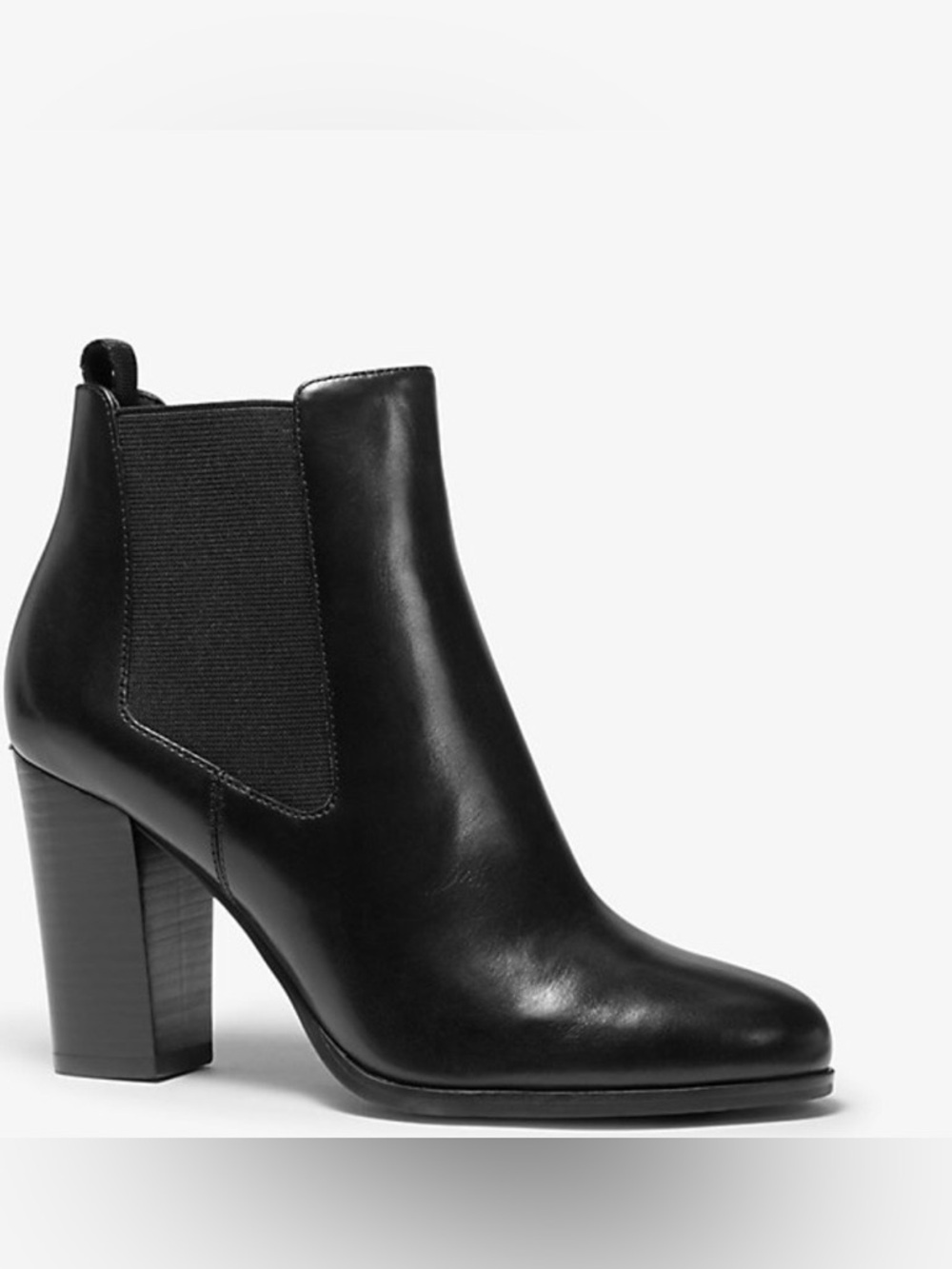 Michael Kors Classic Black Leather Block-Heel Ankle Boots